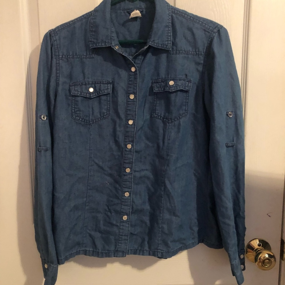 red camel blue denim flannel size M